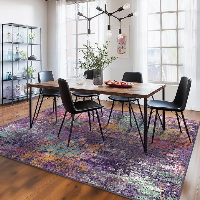 Washable Area Rugs 6'x8' Non-Slip Modern Abstract Soft - Image 2