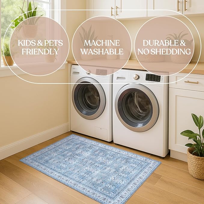 Fame Living Washable Area Rug. Modern Farmhouse. Vintage. Turkish. Bohemian. - Image 7