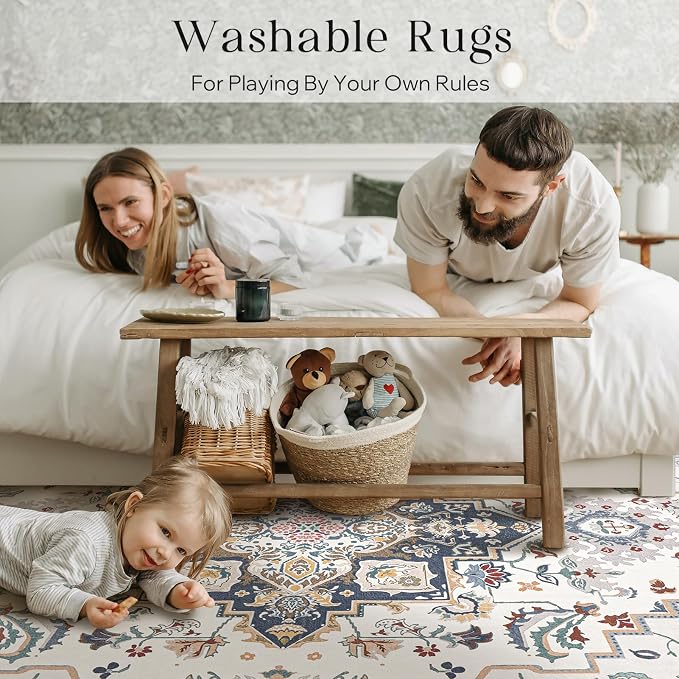 Phantoscope Washable Area Rug 9'x12' Non-Slip, Vintage Boho Rugs - Image 9