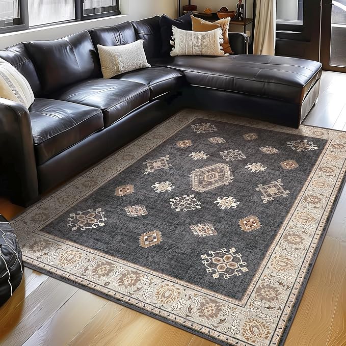 ILANGO Washable Area Rugs 5x7 for Living Room Vintage Area Rugs Non Slip Boho - Image 6
