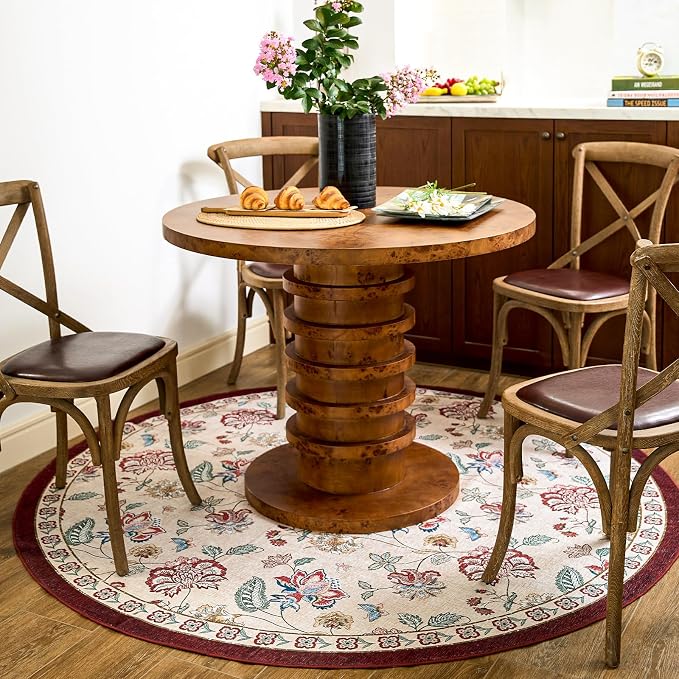 jinchan Elora 6ft Floral Round Rug by JINCHAN