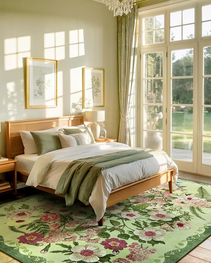 Floral Washable 5x7 Area Rugs - Image 2