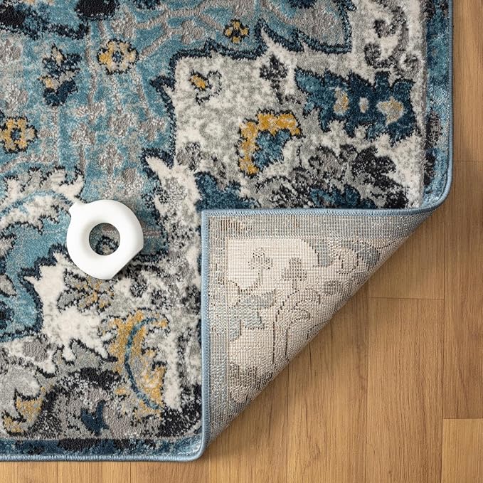 LUXE WEAVERS Moroccan Blue 6x9 Medallion Area Rug - Image 9
