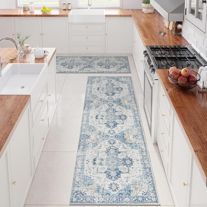 jinchan Kelda Runner Rug 2x10-2pcs Hallway Rug Washable Runner Vintage Mat - Image 2