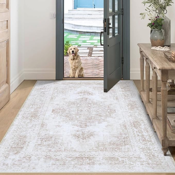 Bedroom Rug 3x5 Vintage Rugs, Machine Washable Small Area Rug Retro Medallion by XLUEZ