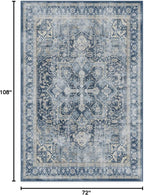RUGGABLE Washable Vintage Area Rug – Kamran Admiral Blue 6x9, Stain-Resistant - Image 2
