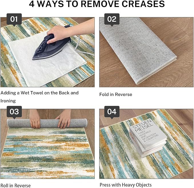 Modern Abstract 5x7 Machine Washable Area Rug Non-Slip Soft Bedroom Living Romm - Image 4