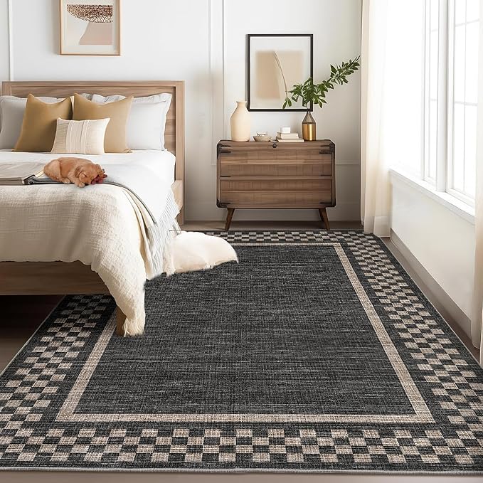 GarveeHome 4x6 Rug Small Washable Living Room Rug Modern Bordered Area Rugs by GarveeHome
