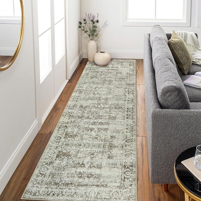Morebes Vintage Long Bathroom Runner Rug, Washable Entryway Rugs Indoor Non Slip by Morebes