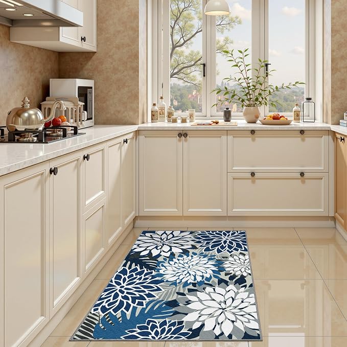 2x3 Washable Small Rug Tropical Botanical Modern Floral Indoor Chenille Door - Image 2