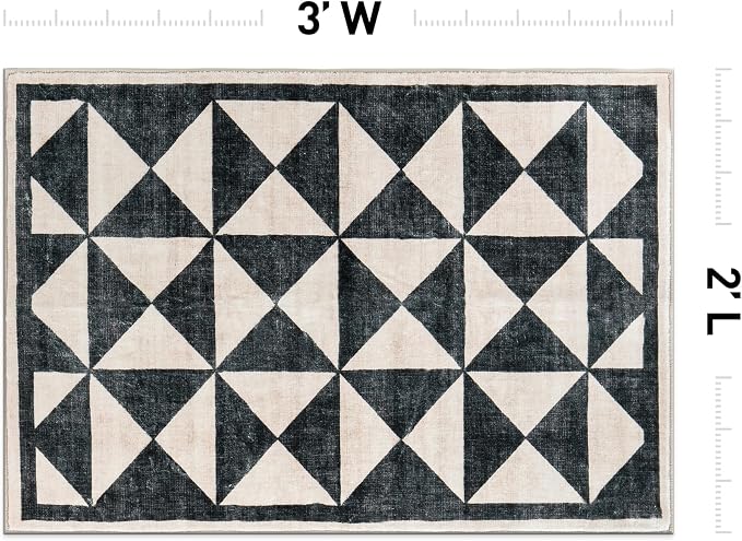 Rugshop Geometric Diamond Washable Non Slip Area Rug 2' x 3' Cream - Image 2