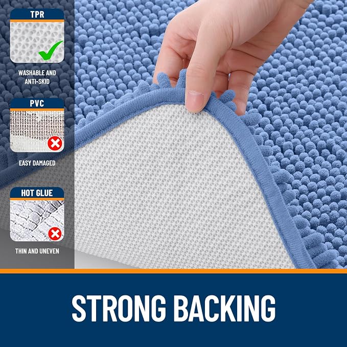OLANLY Bathroom Rugs 44x24, Extra Soft Absorbent Chenille Bath Rugs, Rubber - Image 6