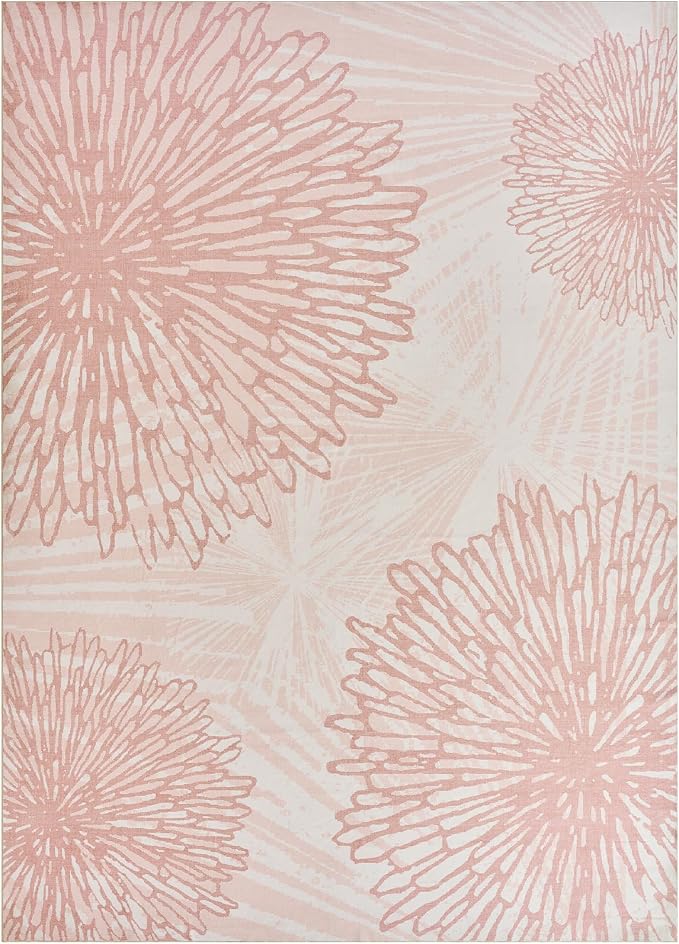WITSHOCK Pink Rugs 6x8 for Bedroom Girls, Floral Modern Distress Print Pattern - Image 7