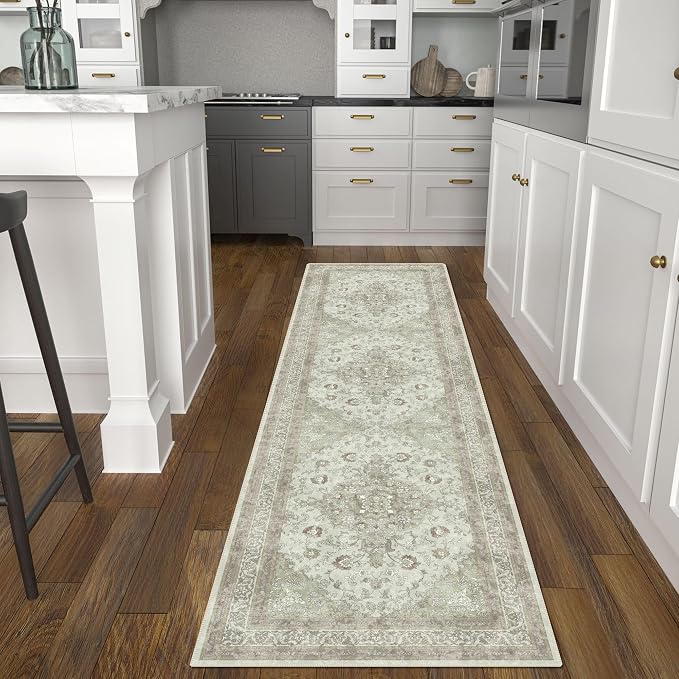 vivorug Runner Rug 2'x8' Vintage Floral Washable Non-Slip Runners - Image 2