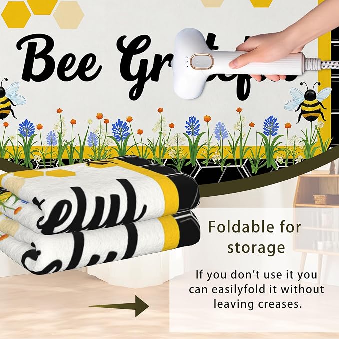 Bee Grateful Rug for Living Room 3x5, Low Pile Non-Slip Backing, Machine - Image 6