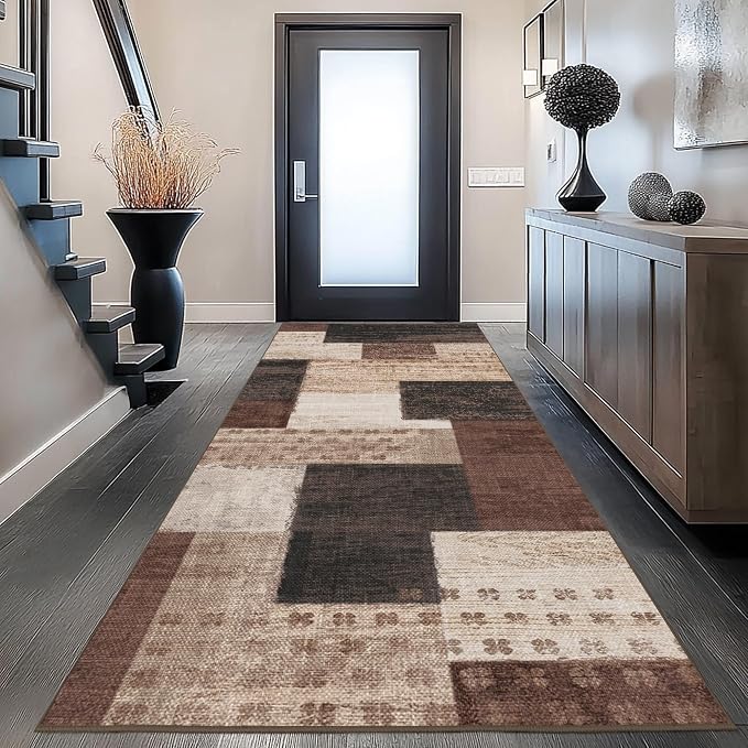Modern Geometric Patchwork Indoor Runner Rug - Image 2
