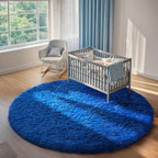 Ophanie Round Rug 7Ft Blue Circle Area Rug, Boys Room Decor, Fluffy Fuzzy - Image 5