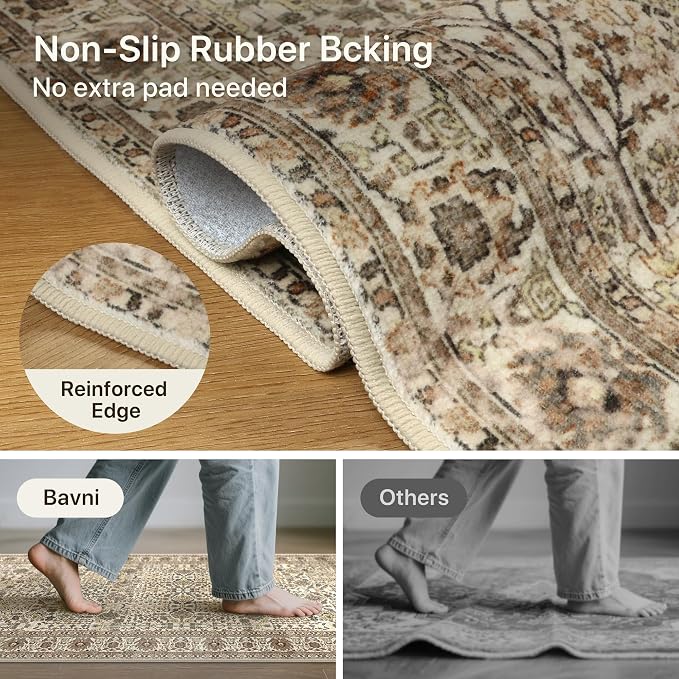 Bavni2'6''x8 Rug Runners for Hallways, Washable Runner Rug Non Slip, Vintage - Image 5