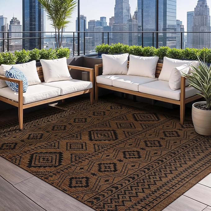 Beverly Rug Waikiki Boho Indoor Outdoor Rug 8x10, Washable Outside Carpet - Image 4