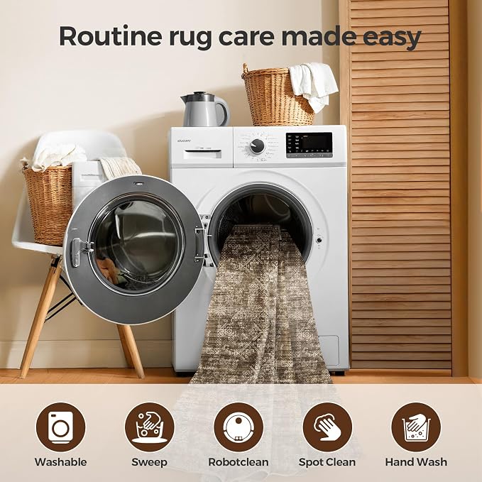 WITSHOCK 5x7 Area Rugs for Living Room: Machine Washable Non Slip Modern - Image 8