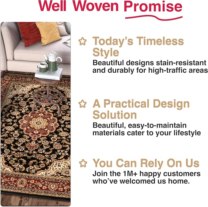 Well Woven Barclay Collection Medallion 5x7 Black Area Rug - Image 8