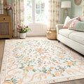 Orange Rug Bow Floral Rug 3x5, Washable Boho Area Rugs Non Slip Low Pile Carpet by YesRug