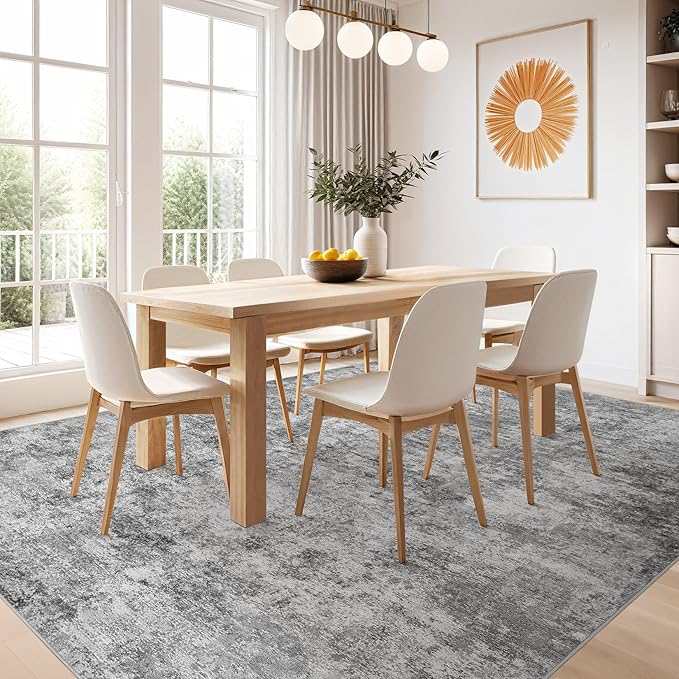 Nakagishi 5x7 Area Rugs Living Room: Washable Abstract Large Neutral Soft Rug - Image 5