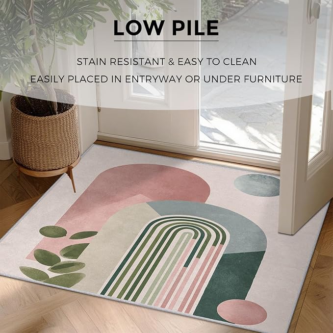 Mid Century Modern Rugs for Home Decor, 5x7 ft, Boho Abstract Geometry Area - Image 4