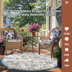 jinchan Elora 4ft Floral Round Rug - Image 2