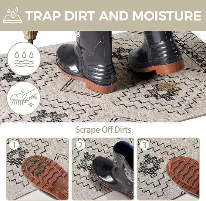 Indoor Door Mat 20"x31", Non-Slip Rubber Backing Front Door Mats, Washable - Image 5