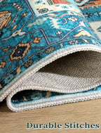 SERISSA Boho Washable Runner Rug, 2x6 Rug Runner Non-Slip Vintage Blue Hallway - Image 8