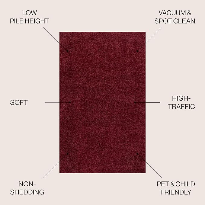 JONATHAN Y Haze Solid Low-Pile Dark Red Indoor Area Rug 9x12, Minimalist - Image 2