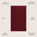 JONATHAN Y Haze Solid Low-Pile Dark Red Indoor Area Rug 9x12, Minimalist - Image 2