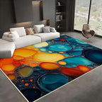 Modern Abstract Area Rug, Fluid Art Abstract Area Rug, Modern Colorful Bubbles by Unknown