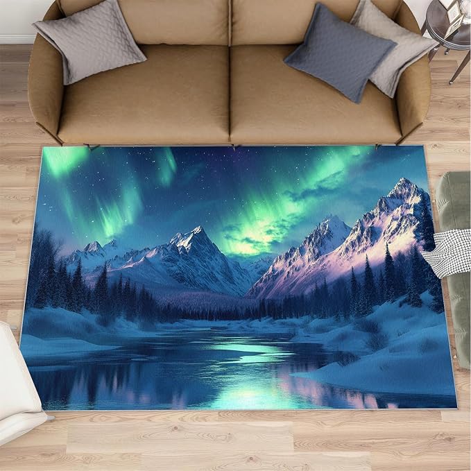 3x4 Snowy Mountains Rugs for Entryway by Unknown