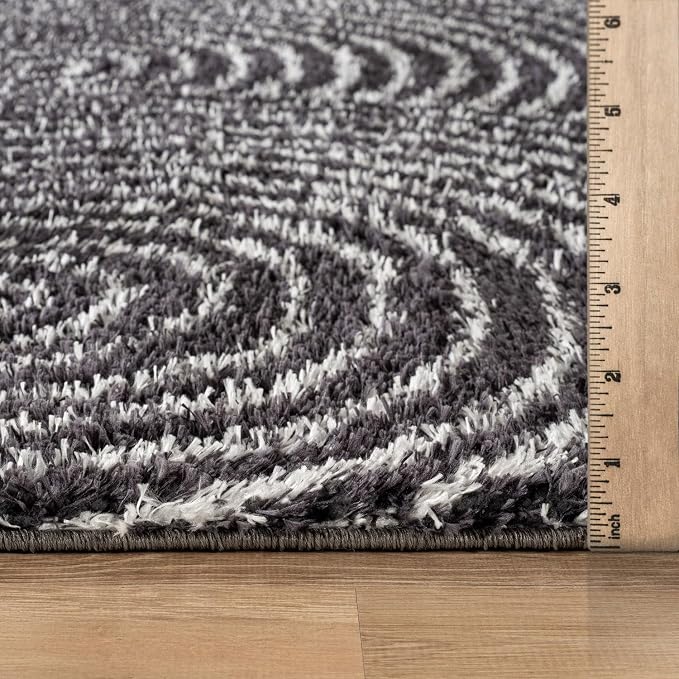 Rugshop Circles Arch Shag Area Rug Anthracite Dark Gray 5' x 7' Great - Image 3