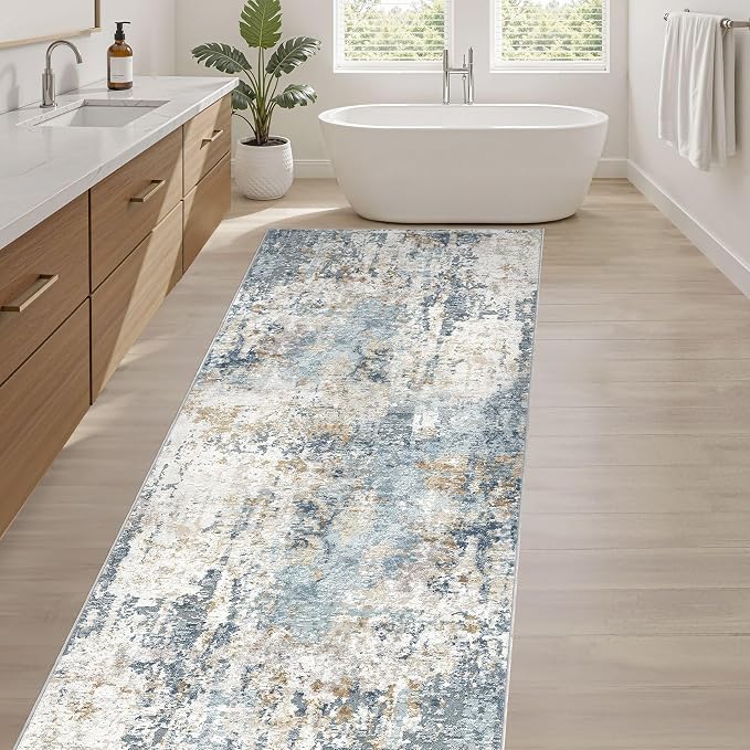 Runner Rug Non Slip Rugs: 3x10 Hallway Kitchen Washable Abstract Soft Modern - Image 5