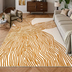 YIHOUSE Orange Rug for Living Room, 5×7 Modern Abstract Area Rug, Geometric by YIHOUSE