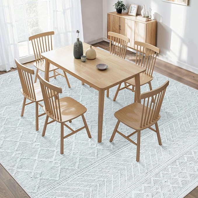 9x12 Area Rug Living Room: Washable Boho Geometric Moroccan Rug Neutral Modern - Image 7