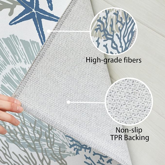 Tritard Coastal Area Rugs Nautical Beach Themed Non-Slip Machine Washable Rugs - Image 4