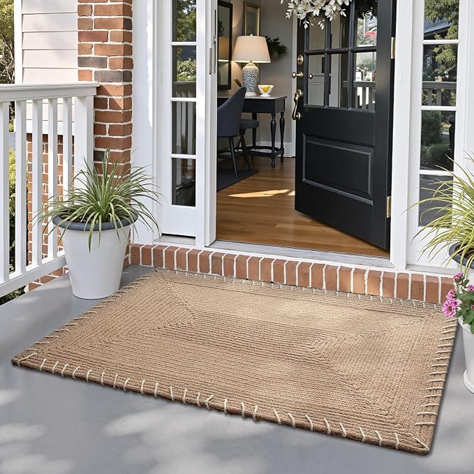 LUMI Handwoven Jute Door Mat, Non-Slip Durable Entryway Mat - Image 3