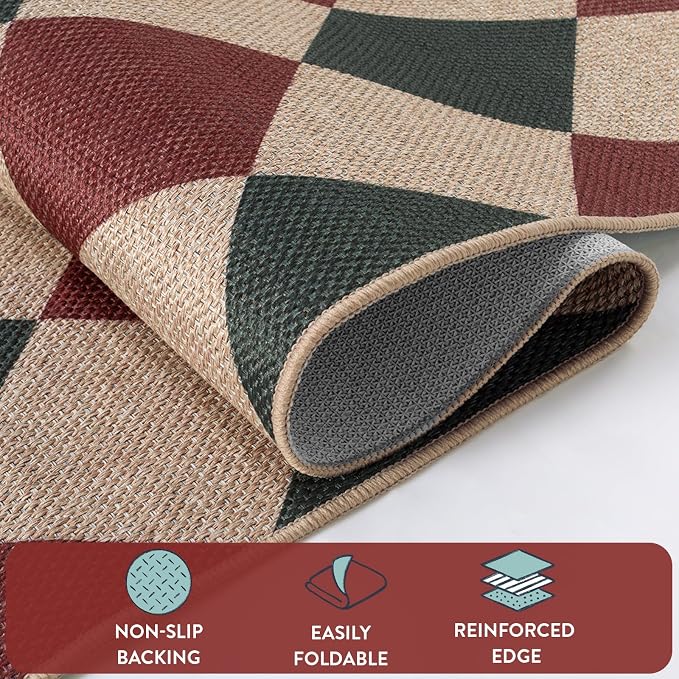 Lahome Checkered Rugs for Living Room, 8x10 Indoor Outdoor Rug Dining Room - Image 3
