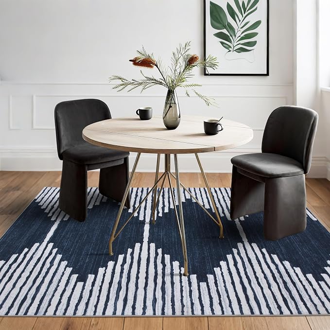 HelloTree Area Rug for Living Room 6x9 Washable Geometric Moroccan Rug Stripe - Image 3