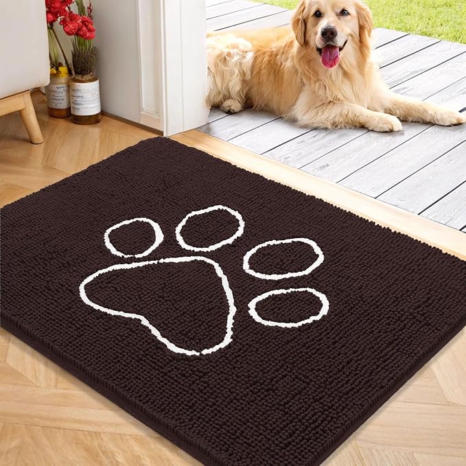 OLANLY Dog Door Mat for Muddy Paws 40x32, Paw Print Design, Absorbs Moisture by OLANLY