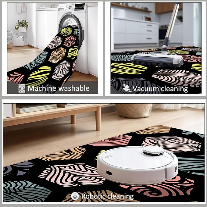Large Living Room Area Rug 6x8ft, Modern Geometric Rugs, Machine Washable & - Image 6