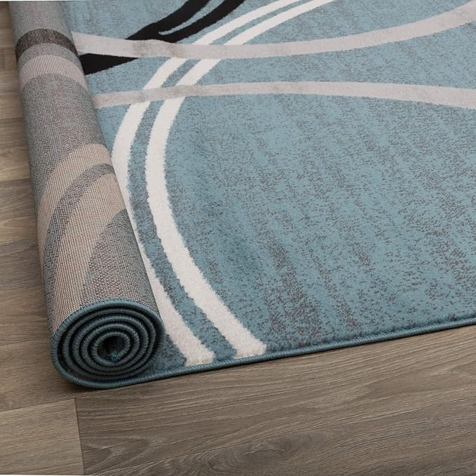 Rugshop Modern Wavy Circles Design Accent Rug, Carpet - Image 4