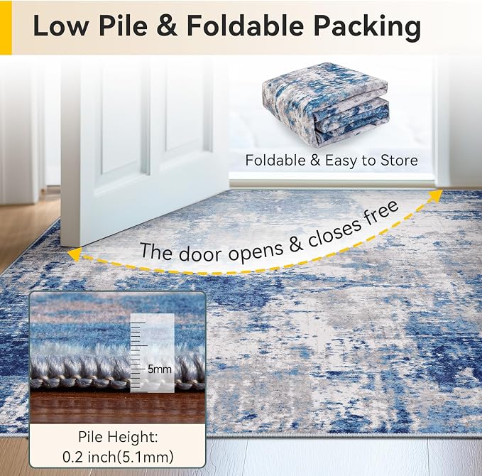 Washable Area Rugs 10'x12' Non-Slip Modern Abstract Soft - Image 6