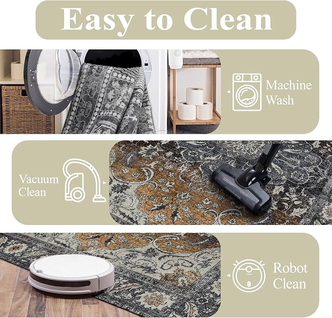 Washable 6x9 Area Rug for Living Room, Carpet for Bedroom Dining Room, Non - Image 6