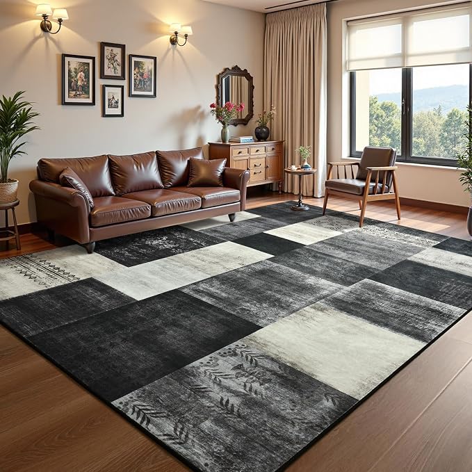 DweIke Washable Area Rugs for Living Room, 5x7 Soft Bedroom Rugs, Geometric - Image 2