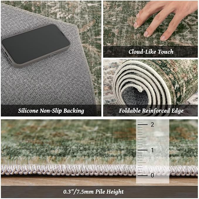 Washable 4x6 Rugs for Living Room, Boho Non-Slip Vintage Distress Small Rugs - Image 5